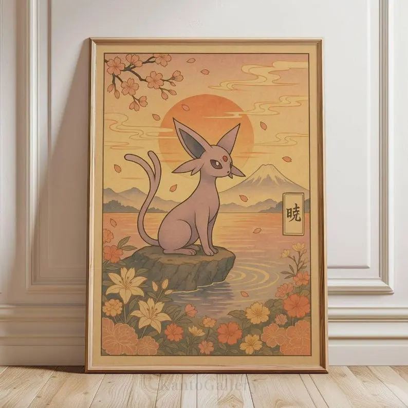 [Sale Off Up To 35%] Espeon Poster, Pokemon Wall Art, Traditional Japanese Art, Printable Poster, Anime Room Decor, Kanto Region, Eeveelution. No Frame
