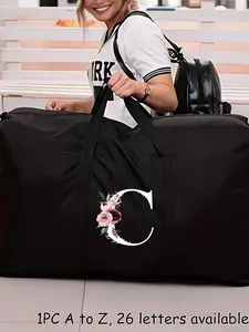 Travel Bag with A-Z Letter Pattern, Lightweight Foldable Large Capacity Luggage Storage Bag, Perfect for Beach Travel and Gifts