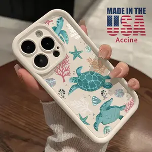 Soft Phone Case for iPhone 16 15 14 Pro Max 13 12 11 XR XS Plus E Turtle Haven Pattern TPU Bumper Camera Lens Protection Rugged Durable Phone Cover