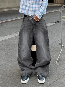 Men's New Fashion Casual Washed Denim Long Pants, All-Season Versatile Simple Design, Loose Fit Jeans for Everyday Wear, Streetwear