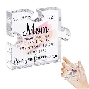 Gifts for Mom From Daughter Son - Best Mom Ever Gifts Unique Mother Birthday Acrylic Puzzle Piece Plaque Desk Decorations Present for Christmas Anniversary and Mothers Day Gifts
