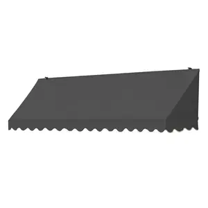 IDM Worldwide 3020962 8 ft. Traditional Manually Retractable Awning, Charcoal Grey