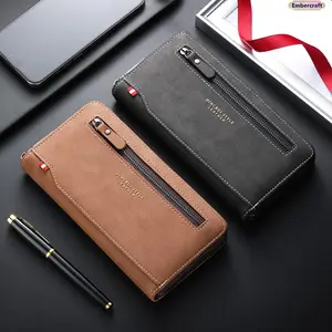 Men’s Long Zipper Wallet, Large Capacity Card Holder Wallet with Multiple Slots, Stylish Multi Function Organizer Wallet for Travel, Business and Daily Use