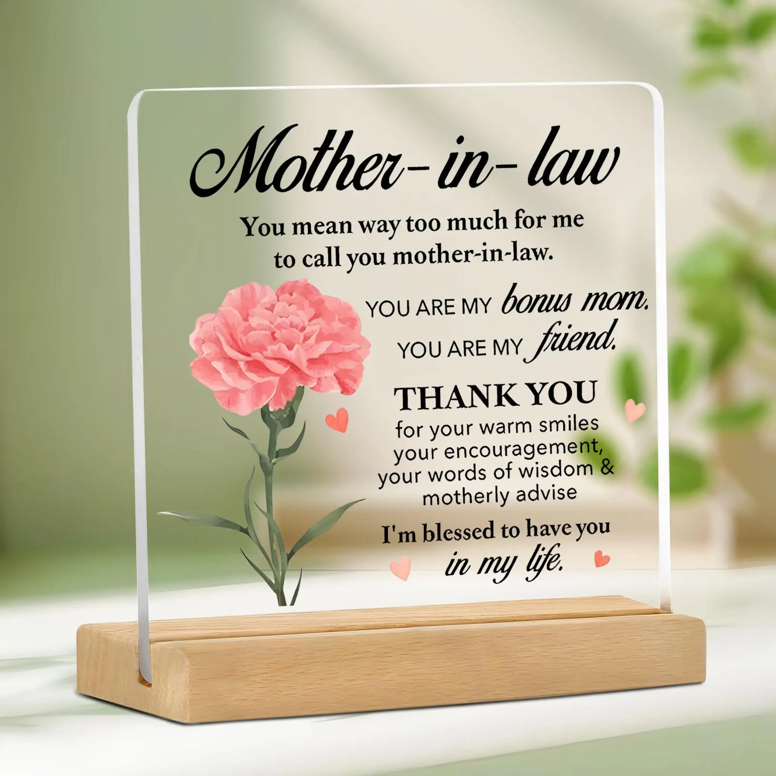 Clear Acrylic Desktop Plaque, Mother-in-law Gift, Thank You Gift for Mother-in-law, Home Decor Ornament for Living Room Bedroom, Home Decor Gifts, Signs, Creative Desktop Decoration, Desk Signage Decoration