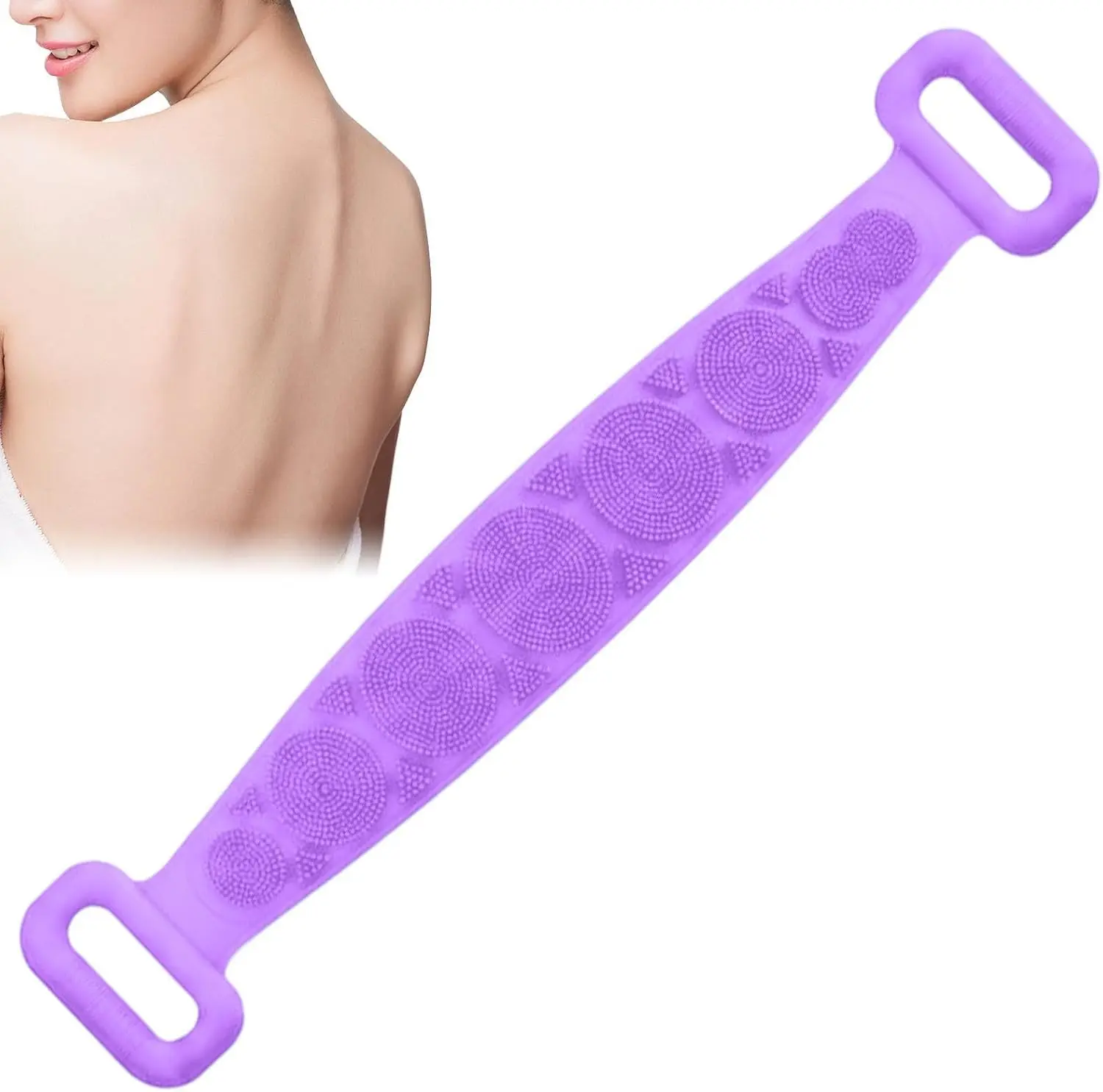 Silicone body massage brush, 70 cm double-sided massage, soft belt brush, suitable for scrubbing mud during bath
