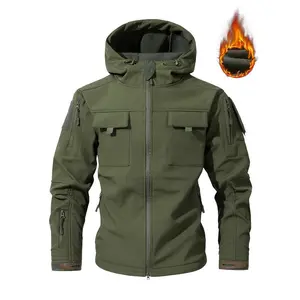 Men’s Tactical Jacket with Multiple Pockets, Fleece Lining, Waterproof, Cold-Resistant Winter Coat