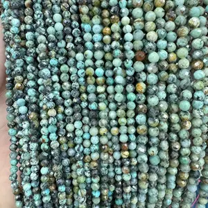 Best-selling 2-3-4mm natural African turquoise faceted and polished small round beads - exquisite and gorgeous loose spacer beads arranged in an artistic and loose manner, creating a dazzling visual hierarchy.Made from premium luxury materials, meticulou