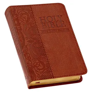 KJV Holy Bible, Mini Pocket Size, Faux Leather Red Letter Edition - Ribbon Marker, King James Version, Toffee Brown