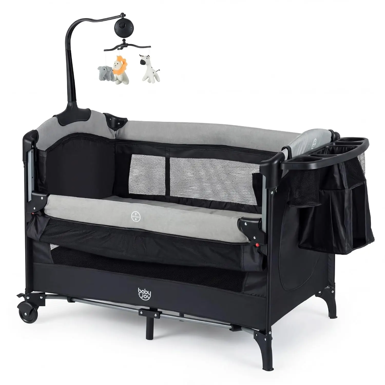 5-in-1 Pack and Play, Baby Bedside Sleeper with Bassinet, Portable Baby Playard with U-Shaped Diaper Changer, Safety Strap, Multifunction Baby Bassinet Bedside Crib from Newborn to Toddlers Gift Season BlackFriday Friends Giving