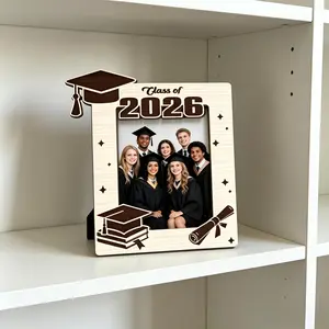 Retro Vintage Wooden Photo Frame - 2026 Graduation Commemorative Keepsake Gift, Room Accessories, Bedroom Decor, Desk Display, Ideal for Family & Friends