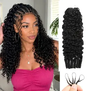 Burmese Curly Crochet Human Hair 60g Feather Crochet Human Hair Pre-Separated Invisible Miracle Knots Human Crochet Hair Extensions for Black Women