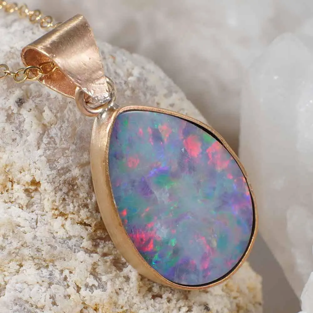 GEM DANCE 14KT ROSE GOLD FILLED AUSTRALIAN OPAL NECKLACE