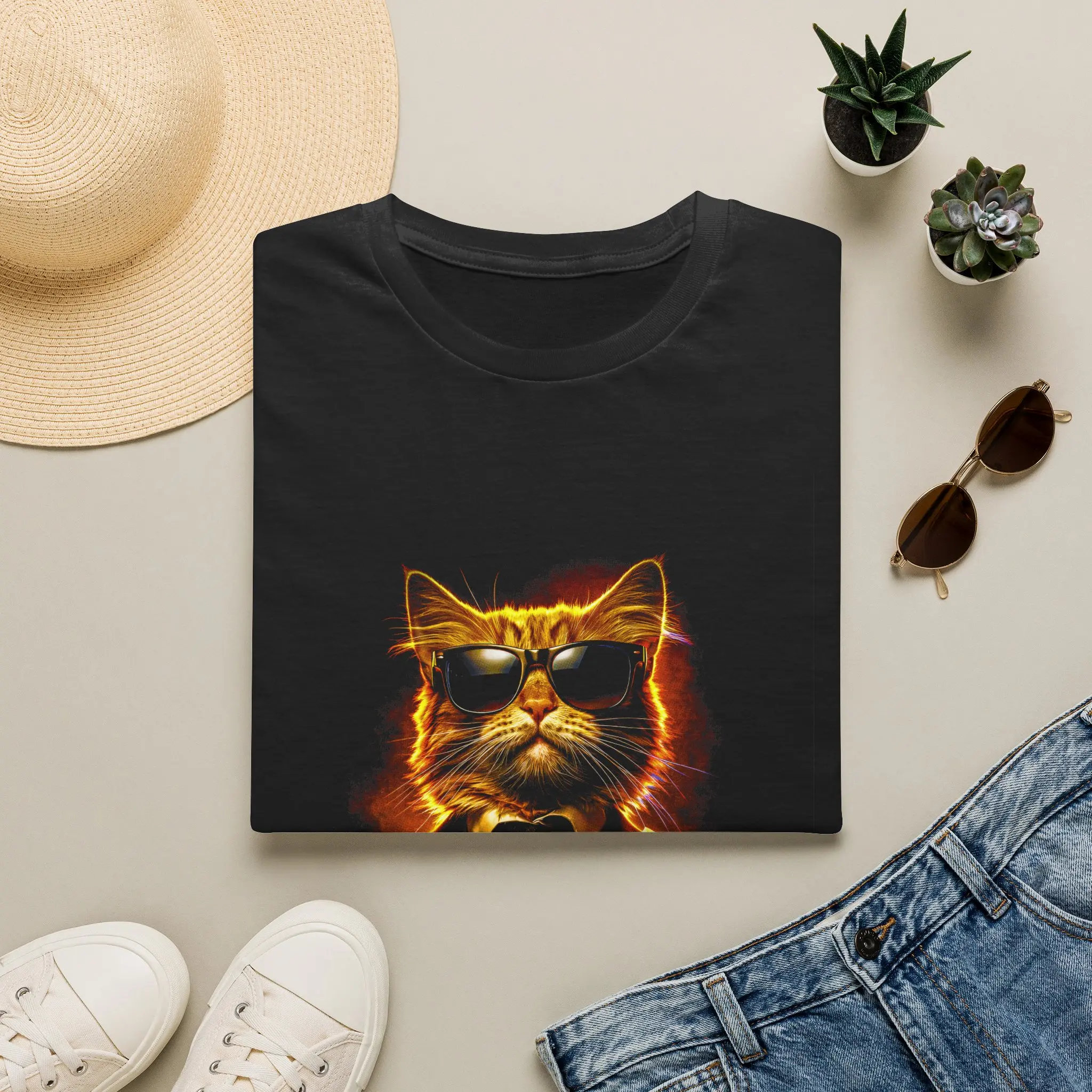 Cat with Sunglasses and Money T-Shirt | Cool Cat Graphic Tee