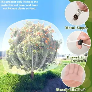 Fruit Tree Protection Net Bags, Garden Plant Cover with Zipper & Drawstring, Shrub Netting for Blueberries, Oranges, Tomatoes & More, Insect & Cicada Protection Plant Bags, Multiple Sizes Available