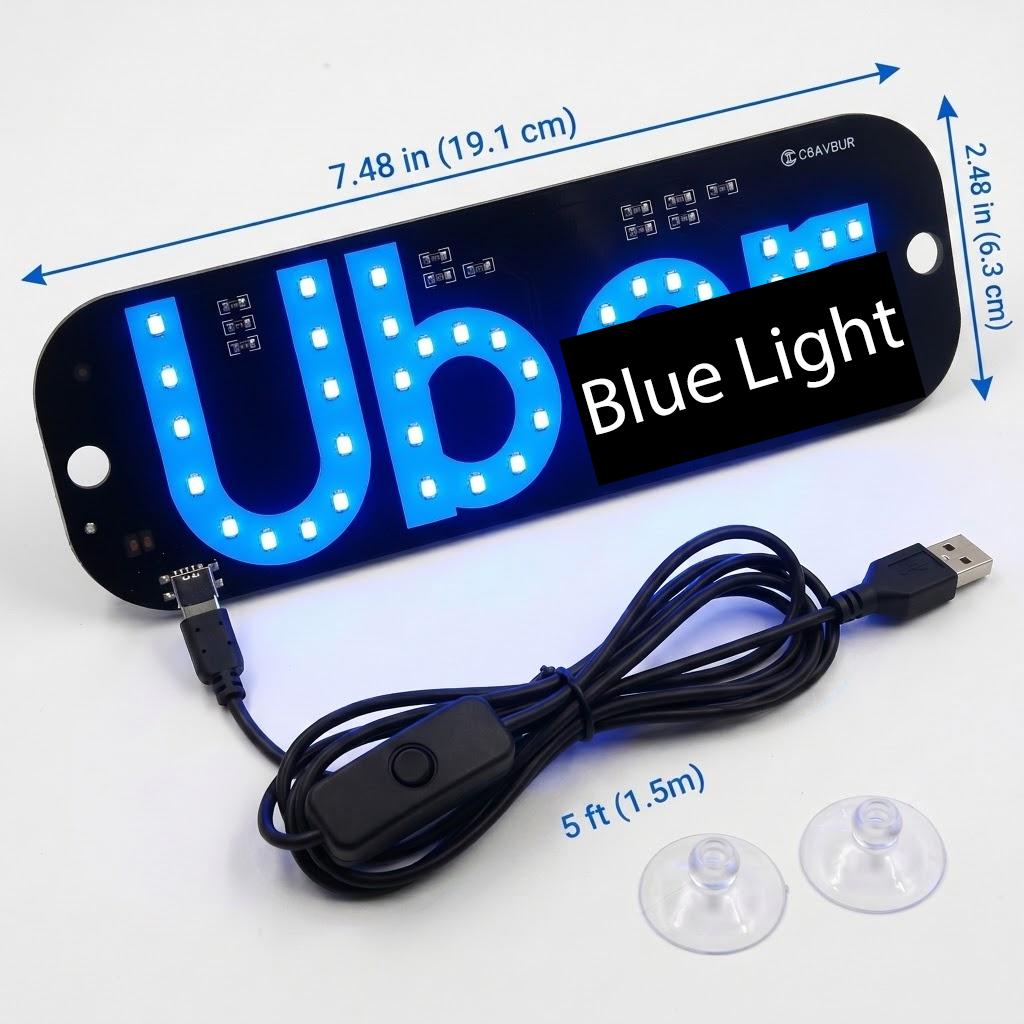 LED Taxi Windshield Light Sign USB-C Powered Rideshare Display with Suction Cups for All Vehicles Holiday Gift