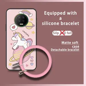Anti-knock Soft Case Phone Case For Infinix X690/Note7 Bracelet Youth Solid Color Creative Back Cover Dirt-resistant Ring Waterproof heat dissipation Cartoon Personality Funny