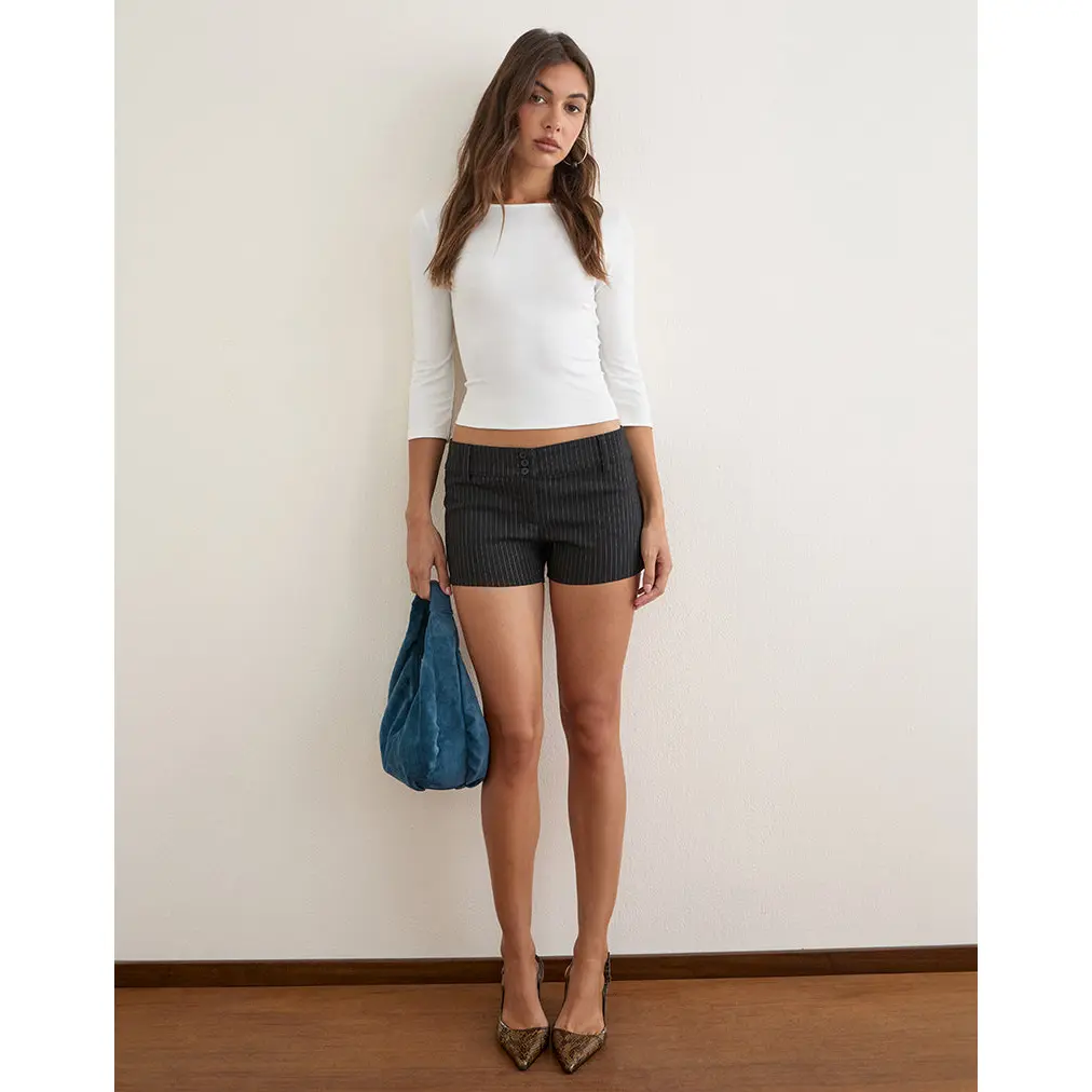 Janei Hot Pants in Tailoring Pinstripe Black