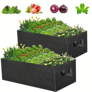 31.6 Gallon Rectangular Plant Bags with Handles Grow Bags, Breathable Planting Container, Garden Planter, Thick Non-Woven Garden Bed, Indoor Outdoor Balcony Patio Farm Use