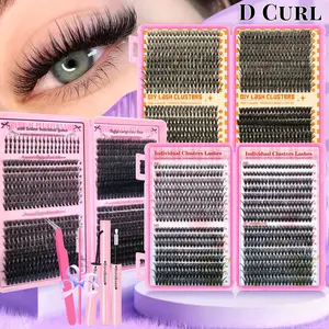 800pcs Individual Lashes Clusters Kit with Glue & Tweezers | Wispy & Natural DIY Lash Extensions | 3D Fluffy Lightweight & Reusable Lash Eye Makeup | Easy Apply for Beginners