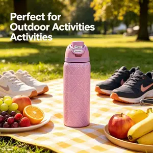 Owala 32oz Pink Geometric Insulated Water Bottle - Leak-Proof Flip Top, Stainless Steel Vacuum Flask, Keeps Drinks Cold/Hot, BPA-Free, Perfect for Hiking, Camping, Picnics & Outdoor Activities