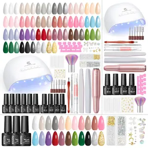 PEACECOLOR Gel Nail Polish Kit with U V light and Drill Gel Nail Kit All Season Gel Polish Set with Base Matte Glossy Glitter Top Coat Soak Off Manicure Set Women Teens Girl Gifts Polygel Nail Kits Long Lasting