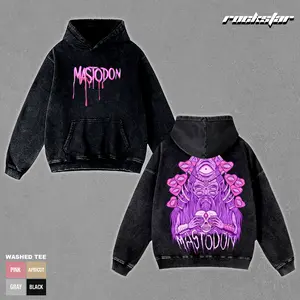 Mastodon Acid Wash Oversized Heavyweight Cotton Graphic T-Shirt & Hoodie Vintage Progressive Metal Concert Merch Streetwear
