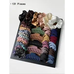 Solid Color Hair Accessories Sets, Simple High Elasticity Durable Strong Pull Hair Ties & Hair Claws, Casual Versatile Hair Accessories for Women & Girls