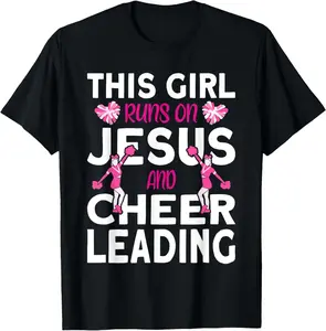 Faith & Cheerleading Tee | Pink Cheerleader Graphic | Perfect for Christian Cheerleaders & Team Spirit