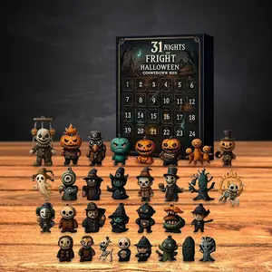 31 Nights of Fright Halloween Countdown Box with Figurines - Halloween Advent Calendar 2025 Scary Mini Dolls Gift Boxs, Halloween Horror Figures Ornaments Decorations, Halloween Gift for Kids & Women