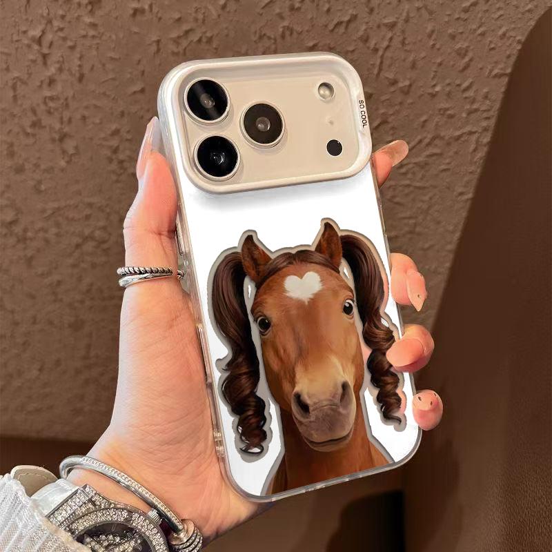 Hilarious Horse With Long Hair Print Phone Case Durable Hard Acrylic Back Case With An Anti-Yellowing Coating, Made From High-Quality Designed For Reliable Drop Protection For Your Phone For iPhone 17.16.15.14.13.12.11.X.XS.XSMAX.XR.8.7