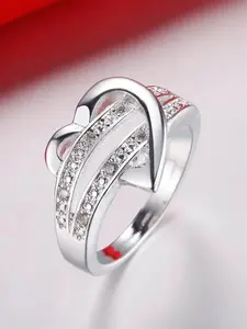 Fashion Heart Shaped Artificial Zircon Decor Ring, Elegant Jewelry for Women for Party, Daily Clothing Decor, Trendy All-match & Exquisite Jewelry for Engagement Wedding Birthday Gift, Heart Design Ring, Artificial Zircon Rings