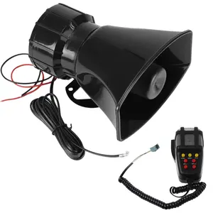 Car Alarm Horn | 7-Tone Vehicle Emergency Speaker (with Microphone & PA System) — 12V 100W Emergency Horn