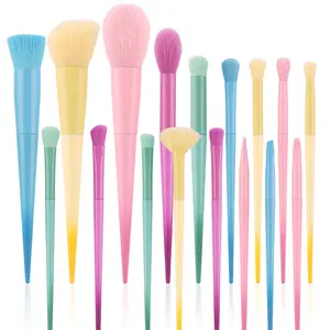 17Pcs Rainbow Candy-Colored Makeup Brush Set -, Ultra-Soft Fiber Bristles, In-Stock Bestseller | Valentine's Day Gift, Synthetic Makeup Brushes