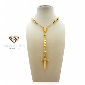Oroconda Jewelry 14k Italian Rosary 1 Tone Classic Cross Pendant Gold Necklace Spiritual Elegant Meaningful