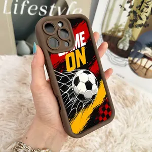 Game On Soccer Net Phone Case, Red Yellow Football Goal Sport Style for iPhone 17 16 15 14 13 12 11 X Plus Pro Max, Shockproof Gift