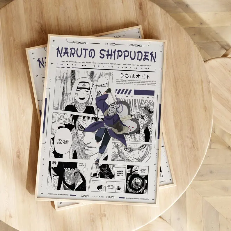 Naruto Shippuden Anime Poster - Obito Uchiha Poster - Naruto Manga Panel - Gift for Anime Lovers - Naruto Kakashi Poster - Anime Wall Art - No Frame
