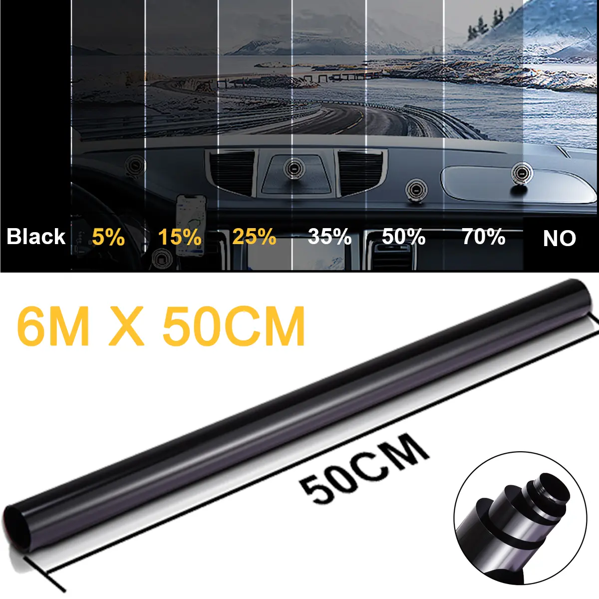 Uncut Roll Window Tint Film 5% 15% 25% 35% VLT 20" x 20ft Car Home Office Glass