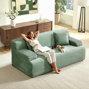 VINGLI 72" W Boneless Loveseat Sofa, Cloud Corduroy Couch in a Box, Compressed Deep Seat Sofa with 10.6" Wide Curved Armrests, Easy Assembly Required for Living Room, Apartments & Office