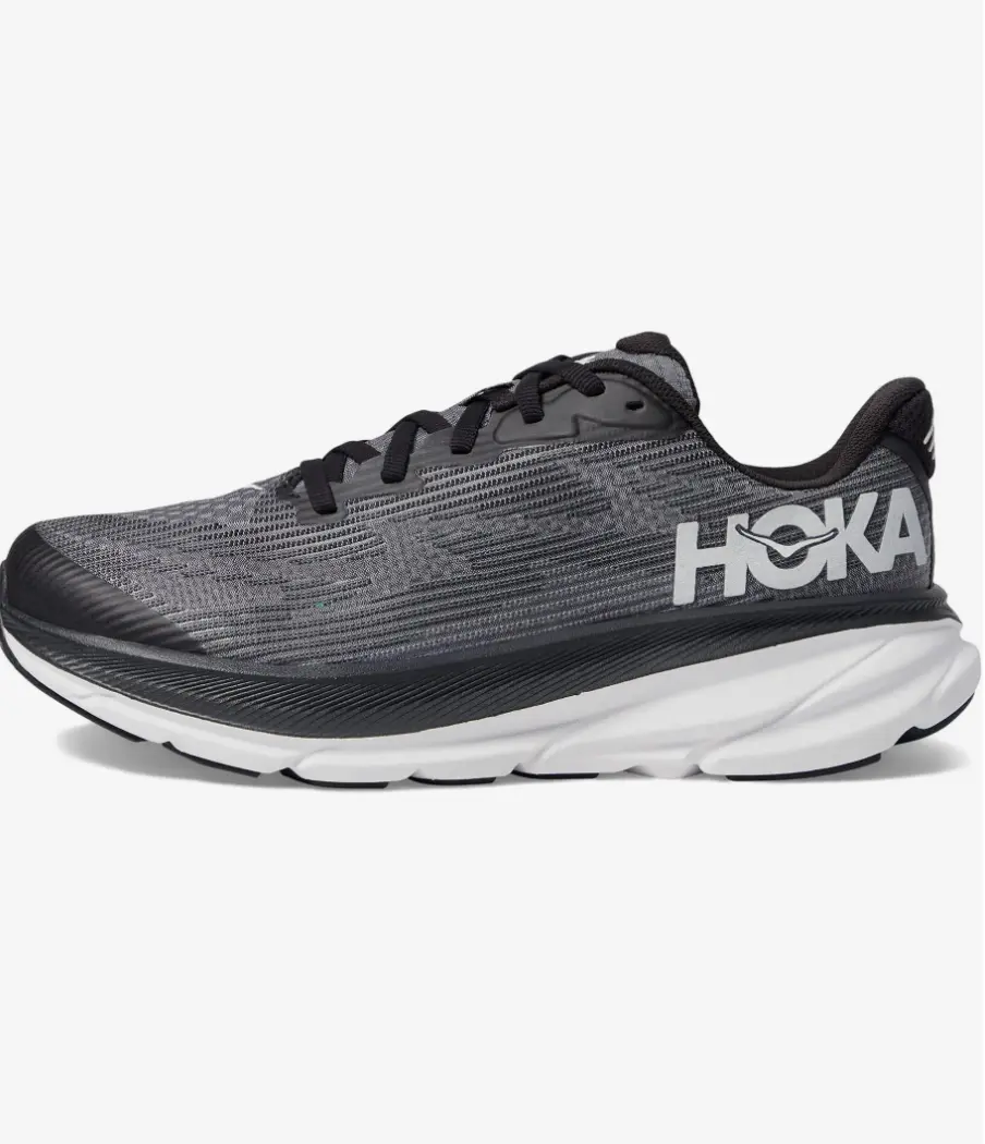 HOKA Clifton 9 Black White Grey Women's SKU: 1131170-BWHT Trainer Casual Sneaker Women Sneakers for Women Running Shoes Gym Shoes Womens Running