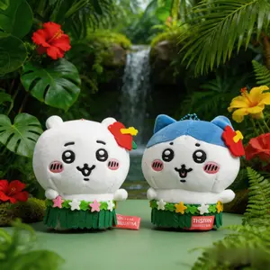 Chiikawa Cute Grass Skirt Series  A Summer Plush Doll Toy Wearing A Grass Skirt Hang Item Decorative Piece in Stock  Hachiwera
