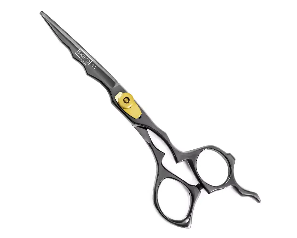 Professional 6.5” Black & Gold Colored Scissors, Hair Dresser Scissors, Small Sharp Scissors, Barber Shears Cutting Tools, Stainless Steel Scissors Gift Haircare Heatless Lightweight