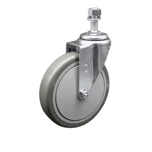 Service Caster SCC-TS20S614-PPUB-M1215 Polyurethane Swivel Threaded Stem Caster, Threaded Castors with 6x1.25 in. Gray Wheel, 12 mm Stem, 350 lbs Load Capacity for Carts, Equipment, Shop Projects
