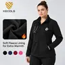 Kecols Scrub Jackets for Women with Zip Front Five Pockets Classic Fit Nursing Jacket Nurse Coat Fleece-Lined Warm-up Jacket Workwear Casual