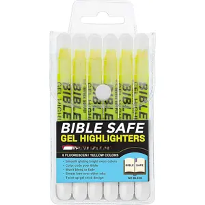 U.S.    Safe Highlighter Set of 6 Yellow Bright Fluorescent Markers, Dry  Highlighters No Bleed, Fade or Smear, Safe Gel Markers, Accessories, Study Guide