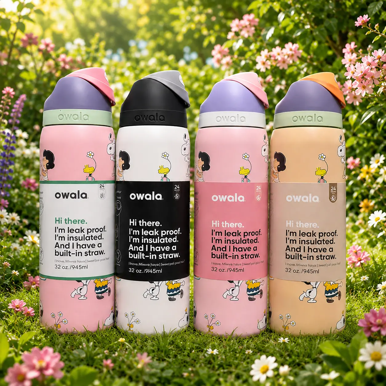 Owala FreeSip 32oz Insulated Water Bottle with Built-In Straw | Keeps Cold 24H & Hot 12H | BPA-Free | Leak-Proof | Colorful Winter Collection