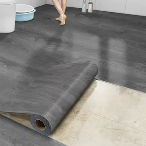 Waterproof Vinyl Flooring Roll - Easy-Install Peel & Stick Wood Plank Design