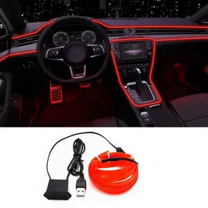 Car Interior Atmosphere Light Strip 5M EL Wiring Decorative Lamp For Auto DIY Flexible Ambient Light USB Party Atmosphere Diode Led Car Ambient Light