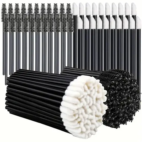 Multifunctional Disposable Makeup Product, 100pcs Dual-use Eyelash Brush & 100pcs Lip Applicators, Professional Makeup Tools for Women & Girls, Beauty