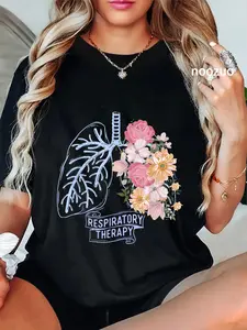 100% Cotton Respiratory Therapy - Respiratory Therapist RT Lungs T-Shirt