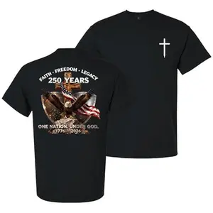 Patriot Pride Reckless Patriot Men’s Graphic T-Shirt – 250 Years of Faith, Freedom, Legacy Eagle & USA Flag Design